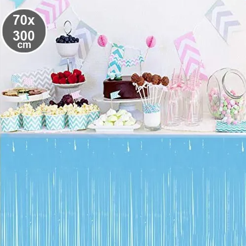 Mavi Püsküllü Masa Eteği 70*300 cm